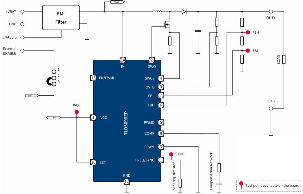 Schematic - Infineon Technologies TLD5099EP_VB2G Voltage-Mode Evaluation Board